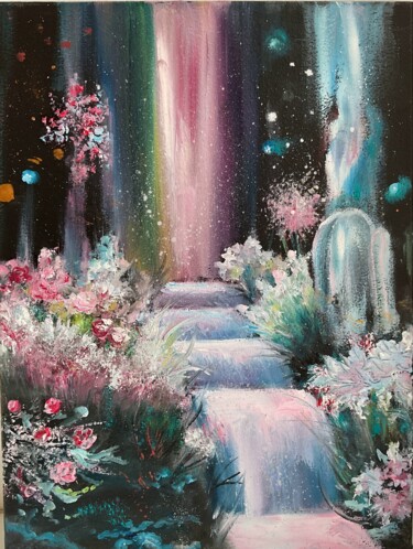 Painting titled "The Fabulous Waterf…" by Katerina Suratova, Original Artwork, Oil