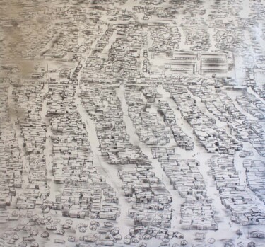Картина под названием "Zaatari / Series: J…" - Katerina Teresidi, Подлинное произведение искусства, Древесный уголь