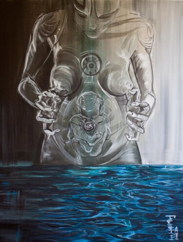 Peinture intitulée "Cyborg Mercury" par Katerina Teresidi, Œuvre d'art originale, Acrylique
