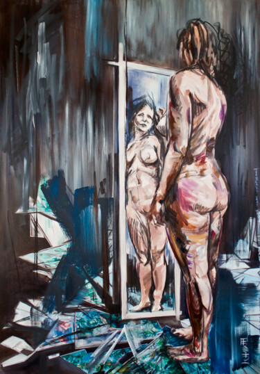 Картина под названием "Dark Beauty" - Katerina Teresidi, Подлинное произведение искусства, Масло