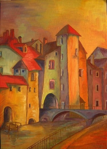 Painting titled "Annecy" by Katerina, Original Artwork