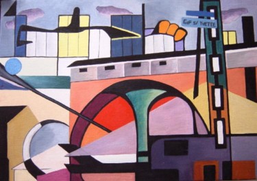 Painting titled "Contrastes urbains,…" by Katerina, Original Artwork, Oil