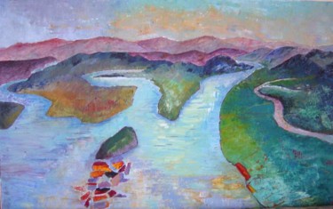 Painting titled "Vu du ciel, Huile s…" by Katerina, Original Artwork, Oil