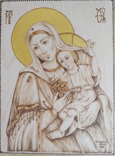 Pyrography Pittura intitolato "Pyrography" da Katerina Bilia, Opera d'arte originale, Encausti