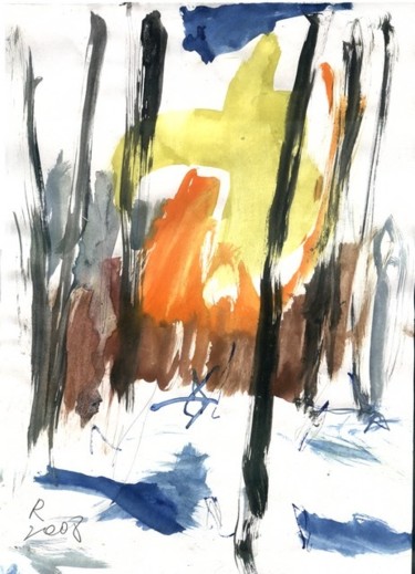 Рисунок под названием "Sun in March forest" - Katya Raevskaya, Подлинное произведение искусства