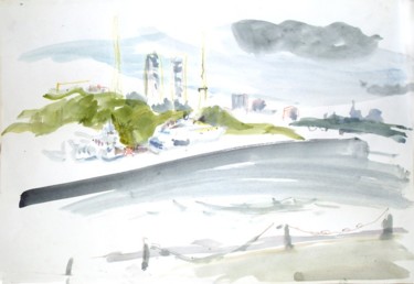 Рисунок под названием "Moscow river port" - Katya Raevskaya, Подлинное произведение искусства