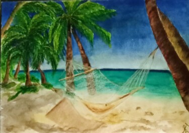 Painting titled "Heavenly place" by Kateryna Bakumenko, Original Artwork, Watercolor