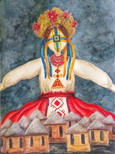 Картина под названием "Берегиня" - Kateryna Bakumenko, Подлинное произведение искусства, Акварель