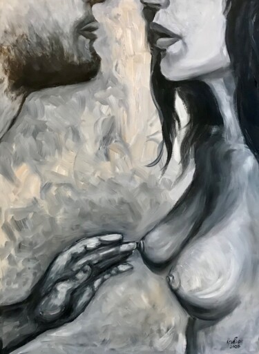 Painting titled "Tenderness" by Kateryna Krivchach, Original Artwork, Oil
