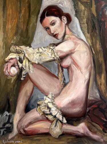 Pittura intitolato "Girl juggler" da Kateryna Krivchach, Opera d'arte originale, Olio
