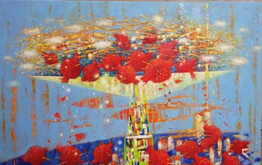 Painting titled "Pomegranates" by Kateryna Lemesheva, Original Artwork, Acrylic