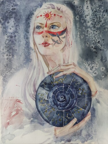 Peinture intitulée "The Universe Inside" par Kateryna Pysarenko, Œuvre d'art originale, Aquarelle