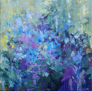 Painting titled "A song of my garden" by Kateryna Solodka (Katia Solodka), Original Artwork, Acrylic Mounted on Wood Stretch…