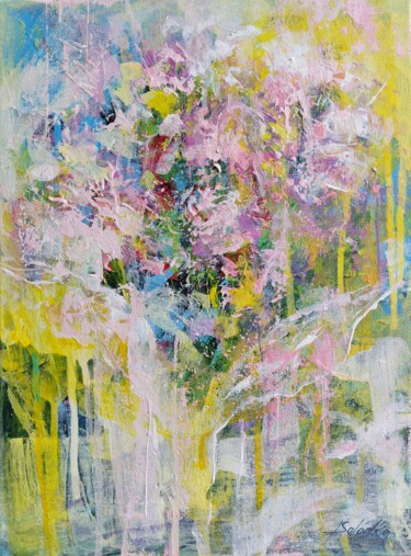 Painting titled "Stolen spring 16" by Kateryna Solodka (Katia Solodka), Original Artwork, Acrylic Mounted on Wood Stretcher…