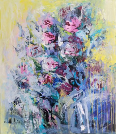 Painting titled "Rose melody" by Kateryna Solodka (Katia Solodka), Original Artwork, Acrylic Mounted on Wood Stretcher frame