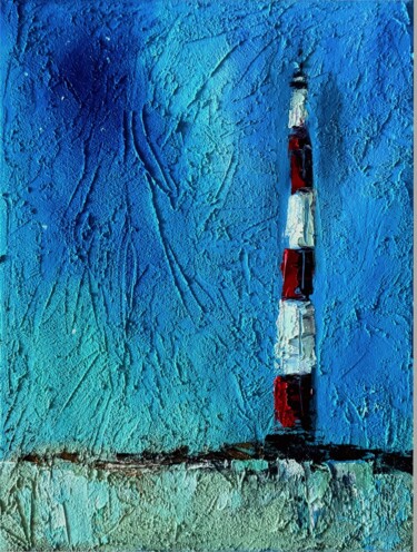 Painting titled "Lighthouse's Azure…" by Kateryna Soroka (KattieArt), Original Artwork, Oil
