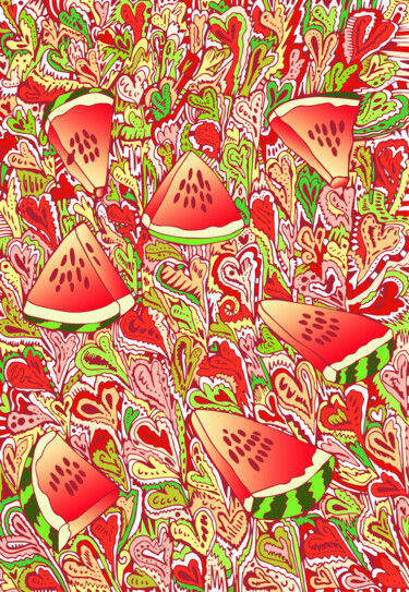 Arte digitale intitolato "Watermelon" da Kateryna Svyrydova, Opera d'arte originale, Lavoro digitale 2D