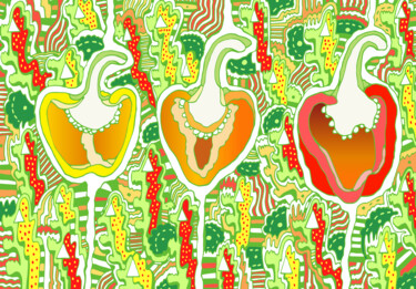 Цифровое искусство под названием "Аssorted peppers" - Kateryna Svyrydova, Подлинное произведение искусства, 2D Цифровая Рабо…