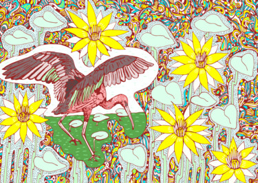 Digitale Kunst mit dem Titel "Glossy ibis" von Kateryna Svyrydova, Original-Kunstwerk, 2D digitale Arbeit