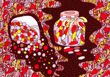 Arte digitale intitolato "Jar of lollipops an…" da Kateryna Svyrydova, Opera d'arte originale, Lavoro digitale 2D
