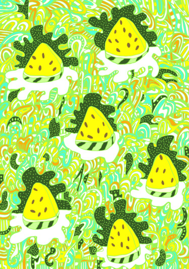 Arte digitale intitolato "yellow watermelon" da Kateryna Svyrydova, Opera d'arte originale, Lavoro digitale 2D