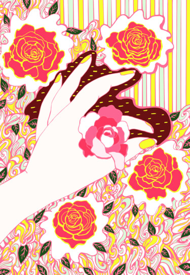 Digital Arts titled "hand roses" by Kateryna Svyrydova, Original Artwork, 2D Digital Work