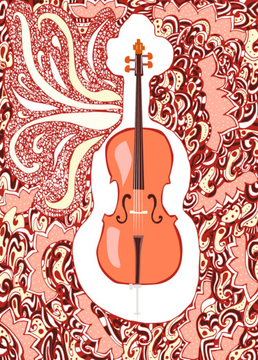 Grafika cyfrowa / sztuka generowana cyfrowo zatytułowany „violin” autorstwa Kateryna Svyrydova, Oryginalna praca, 2D praca c…