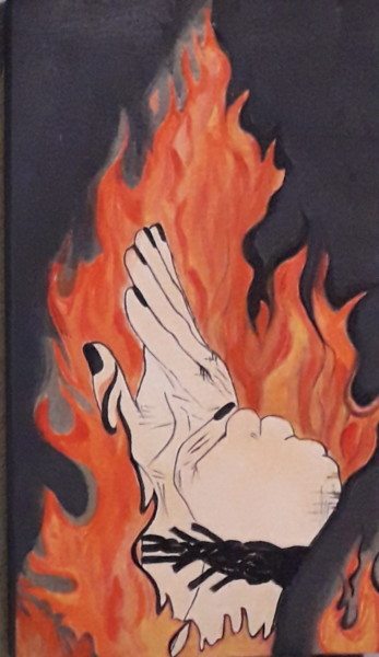 Картина под названием "Не сгореть. Часть 2." - Кэйт Вилод, Подлинное произведение искусства, Акрил Установлен на Деревянная…