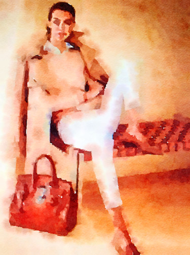 Peinture intitulée "Lady in waiting" par Kath Sapeha, Œuvre d'art originale, Aquarelle