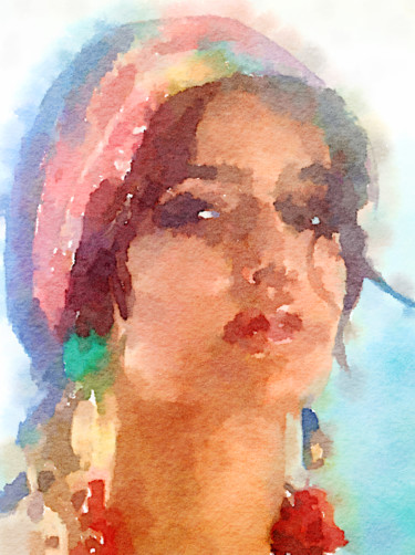 Peinture intitulée "Esmeralda" par Kath Sapeha, Œuvre d'art originale, Aquarelle