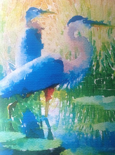 Malarstwo zatytułowany „Herons” autorstwa Kath Sapeha, Oryginalna praca, Akwarela