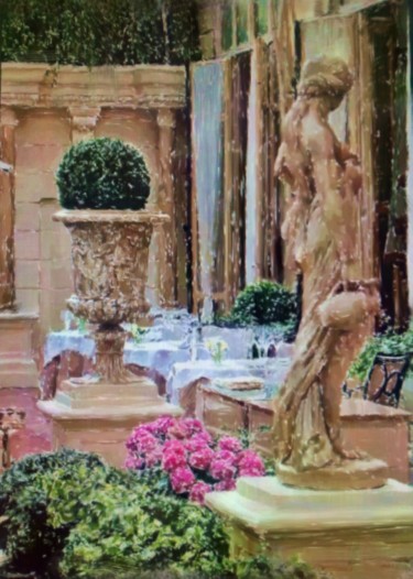 Painting titled "Courtyard" by Kath Sapeha, Original Artwork, Oil