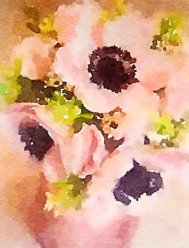 Painting titled "Anemones" by Kath Sapeha, Original Artwork, Watercolor