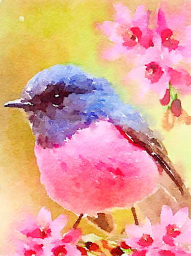 Painting titled "Sweet little guy" by Kath Sapeha, Original Artwork, Watercolor