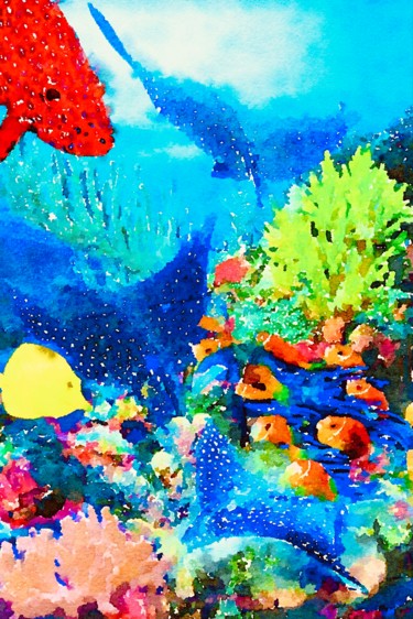 Painting titled "Coral reef" by Kath Sapeha, Original Artwork, Watercolor