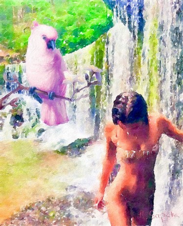 Pittura intitolato "Waterfall" da Kath Sapeha, Opera d'arte originale, Olio