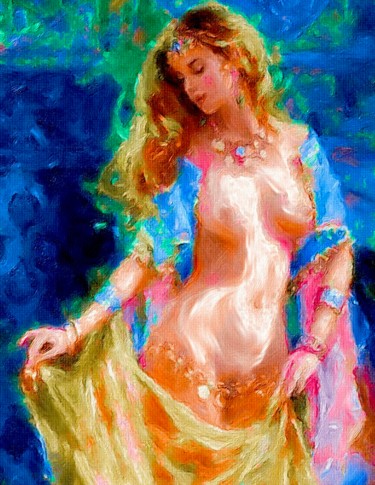 Pittura intitolato "Moroccan dancer in…" da Kath Sapeha, Opera d'arte originale, Olio