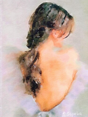 Painting titled "Ponytail" by Kath Sapeha, Original Artwork, Oil