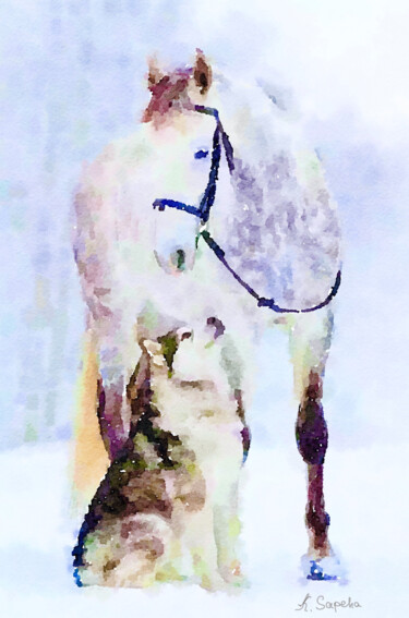 Best friends Peinture intitulée "Best friends" par Kath Sapeha, Œuvre d'art originale, Aquarelle