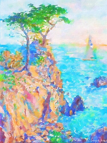 Painting titled "Lonely sail" by Kath Sapeha, Original Artwork, Oil