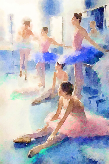 Schilderij getiteld "Ballet class" door Kath Sapeha, Origineel Kunstwerk, Aquarel