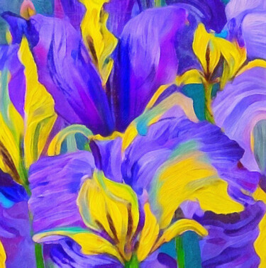 Картина под названием "Irises" - Kath Sapeha, Подлинное произведение искусства, Масло