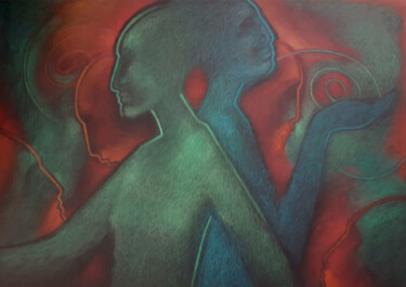 Disegno intitolato "Social distancing_01" da Katharina Arendt, Opera d'arte originale, Matite colorate
