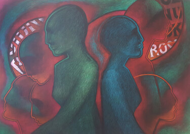Dibujo titulada "Social distancing_2" por Katharina Arendt, Obra de arte original, Conté