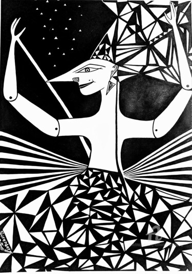 Картина под названием "Serie Wayang Stick…" - Katharina Eisenberg, Подлинное произведение искусства, Акрил Установлен на Дер…