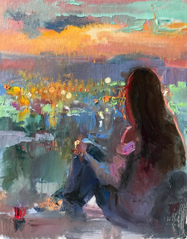 Ζωγραφική με τίτλο "Evening" από Katharina Valeeva, Αυθεντικά έργα τέχνης, Λάδι