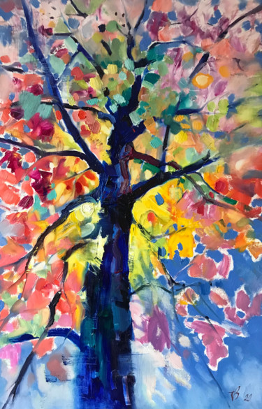 Картина под названием "Der Baum" - Katharina Valeeva, Подлинное произведение искусства, Масло Установлен на Деревянная рама…