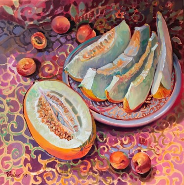 Painting titled "Honigmelone" by Katharina Valeeva, Original Artwork, Oil