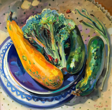 Malerei mit dem Titel "Stillleben mit Gemü…" von Katharina Valeeva, Original-Kunstwerk, Öl