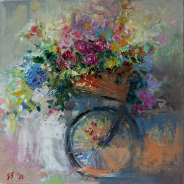 Painting titled "Fahrrad mit einem B…" by Katharina Valeeva, Original Artwork, Oil